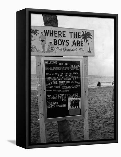 Welcome Sign for Spring Breakers, 1962-null-Framed Stretched Canvas