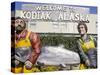 Welcome Sign, Kodiak Island, Kodiak, Alaska, USA-Ken Gillham-Stretched Canvas