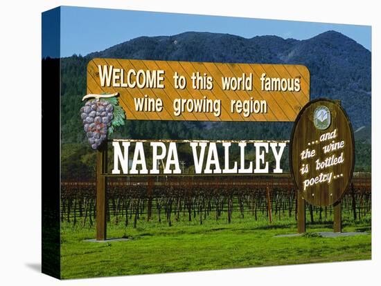 Welcome Sign, Napa Valley, California-John Alves-Stretched Canvas
