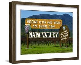 Welcome Sign, Napa Valley, California-John Alves-Framed Photographic Print