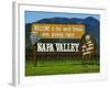 Welcome Sign, Napa Valley, California-John Alves-Framed Photographic Print