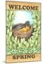 Welcome spring robin-Melinda Hipsher-Mounted Giclee Print