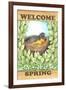 Welcome spring robin-Melinda Hipsher-Framed Giclee Print