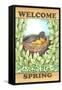 Welcome spring robin-Melinda Hipsher-Framed Stretched Canvas