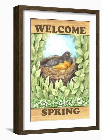 Welcome spring robin-Melinda Hipsher-Framed Giclee Print