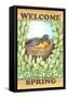 Welcome spring robin-Melinda Hipsher-Framed Stretched Canvas