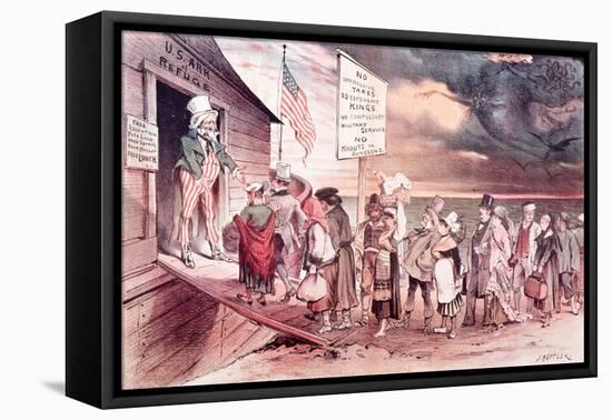 Welcome to All from the American Magazine 'Puck'-Joseph Keppler-Framed Stretched Canvas