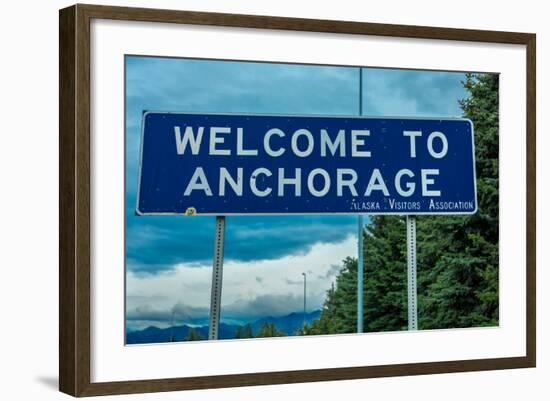Welcome to Anchorage, Alaska Road Sign-null-Framed Photographic Print