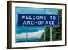 Welcome to Anchorage, Alaska Road Sign-null-Framed Photographic Print