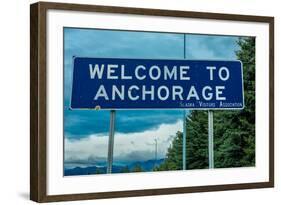 Welcome to Anchorage, Alaska Road Sign-null-Framed Photographic Print