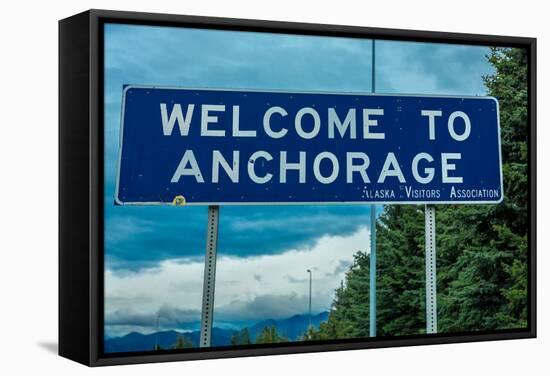 Welcome to Anchorage, Alaska Road Sign-null-Framed Stretched Canvas