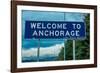 Welcome to Anchorage, Alaska Road Sign-null-Framed Photographic Print