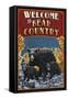 Welcome to Black Bear Country - Vintage Sign-Lantern Press-Framed Stretched Canvas