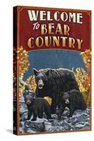 Welcome to Black Bear Country - Vintage Sign-Lantern Press-Stretched Canvas