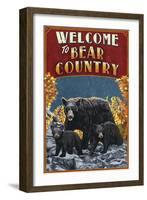 Welcome to Black Bear Country - Vintage Sign-Lantern Press-Framed Art Print