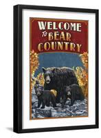 Welcome to Black Bear Country - Vintage Sign-Lantern Press-Framed Art Print