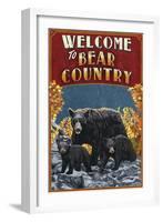 Welcome to Black Bear Country - Vintage Sign-Lantern Press-Framed Art Print