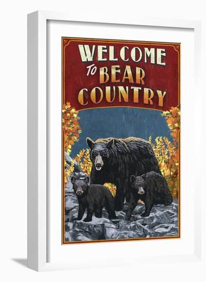 Welcome to Black Bear Country - Vintage Sign-Lantern Press-Framed Art Print