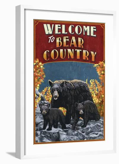 Welcome to Black Bear Country - Vintage Sign-Lantern Press-Framed Art Print