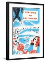 Welcome to California, Bay with Piers-null-Framed Art Print