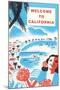 Welcome to California, Bay with Piers-null-Mounted Art Print