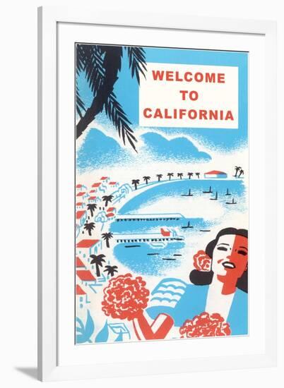 Welcome to California, Bay with Piers-null-Framed Art Print