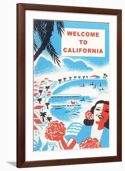 Welcome to California, Bay with Piers-null-Framed Art Print