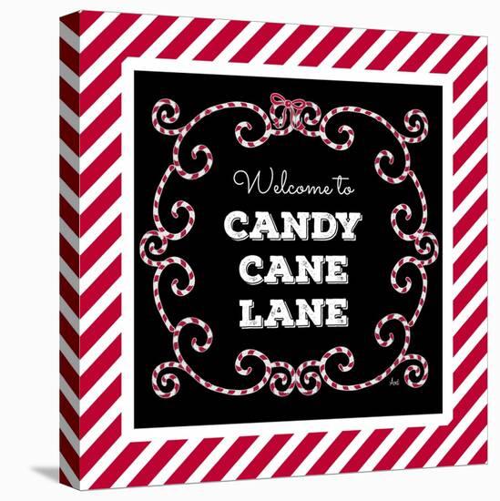 Welcome to Candy Cane Lane-Andi Metz-Stretched Canvas