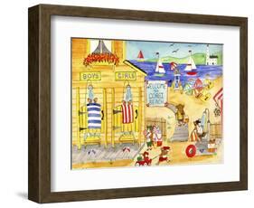 Welcome To Corgi Dog Beach-Cheryl Bartley-Framed Giclee Print