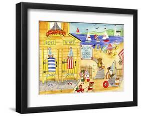 Welcome To Corgi Dog Beach-Cheryl Bartley-Framed Giclee Print