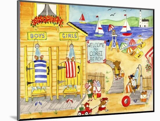 Welcome To Corgi Dog Beach-Cheryl Bartley-Mounted Giclee Print