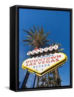 Welcome to Downtown Las Vegas Sign, Las Vegas, Nevada, United States of America, North America-Michael DeFreitas-Framed Stretched Canvas