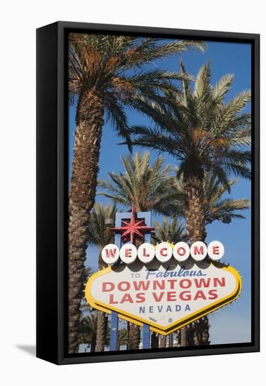 Welcome to Downtown Las Vegas Sign, Las Vegas, Nevada, USA-Michael DeFreitas-Framed Stretched Canvas