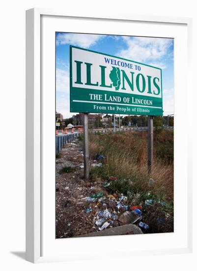 Welcome to Illinois and Trash-Joseph Sohm-Framed Photographic Print