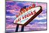 Welcome to Las Vegas Neon Sign-null-Mounted Art Print