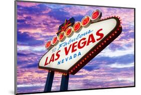 Welcome to Las Vegas Neon Sign-null-Mounted Art Print