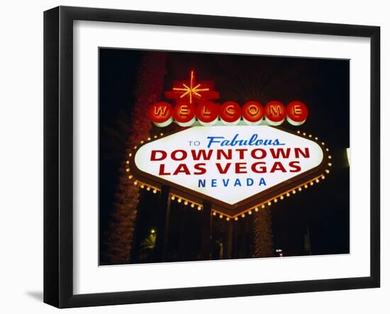 Welcome to Las Vegas Sign at Night, Las Vegas, Nevada, USA-Gavin Hellier-Framed Photographic Print