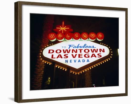 Welcome to Las Vegas Sign at Night, Las Vegas, Nevada, USA-Gavin Hellier-Framed Photographic Print