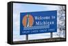 Welcome to Michigan Sign-Paul Souders-Framed Stretched Canvas