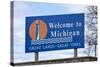 Welcome to Michigan Sign-Paul Souders-Stretched Canvas