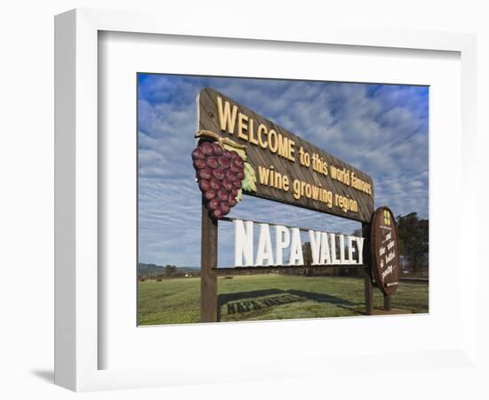 Welcome to Napa Valley Sign, Napa, Napa Valley Wine Country, Northern California, Usa-Walter Bibikow-Framed Photographic Print