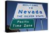 Welcome to Nevada - the Silver State Road Sign and Pacific Time Zone Sign-Joseph Sohm-Stretched Canvas