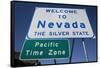 Welcome to Nevada - the Silver State Road Sign and Pacific Time Zone Sign-Joseph Sohm-Framed Stretched Canvas