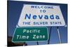 Welcome to Nevada - the Silver State Road Sign and Pacific Time Zone Sign-Joseph Sohm-Stretched Canvas