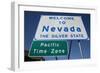 Welcome to Nevada - the Silver State Road Sign and Pacific Time Zone Sign-Joseph Sohm-Framed Photographic Print