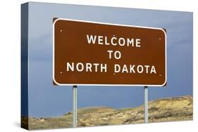 Welcome to North Dakota Sign-Paul Souders-Stretched Canvas