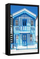 Welcome to Portugal Collection - Blue Striped House - Costa Nova-Philippe Hugonnard-Framed Stretched Canvas