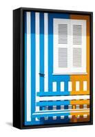 Welcome to Portugal Collection - Colorful Facade with Blue and Orange Stripes-Philippe Hugonnard-Framed Stretched Canvas