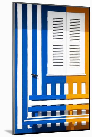 Welcome to Portugal Collection - Colorful Facade with Blue Marine and Orange Stripes-Philippe Hugonnard-Mounted Photographic Print