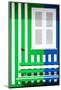 Welcome to Portugal Collection - Colorful Facade with Green and Blue Marine Stripes-Philippe Hugonnard-Mounted Photographic Print